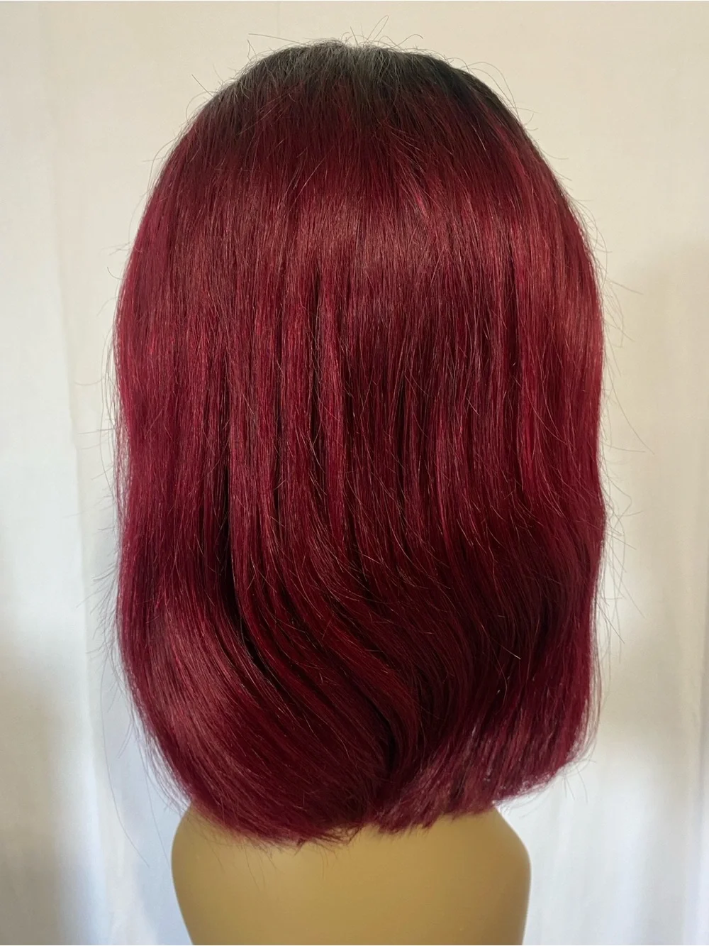 Ombré Burgundy Lace Front Bob Wig 13x4 Glue-less 10A Human Hair 150 Density 12”